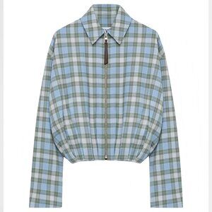Loewe Blue Check Draped Jacket Easy Elegance Zero Effort